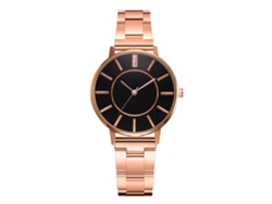 Reloj De Pulsera Sencillo Para Mujer De Aleación Con Movimiento De Cuarzo Para Uso Diario (oro Rosa + Negro)