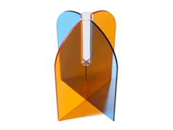 Baok - Maceta acrílica geométrica minimalista moderna, fácil de limpiar, para sala de estar, 20x15x2cm, naranja y azul