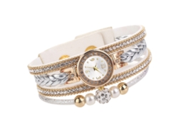 Reloj De Pulsera Multicapa Con Diamantes De Imitación Para Mujer, Con Cordón Trenzado, Cuarzo Blanco.