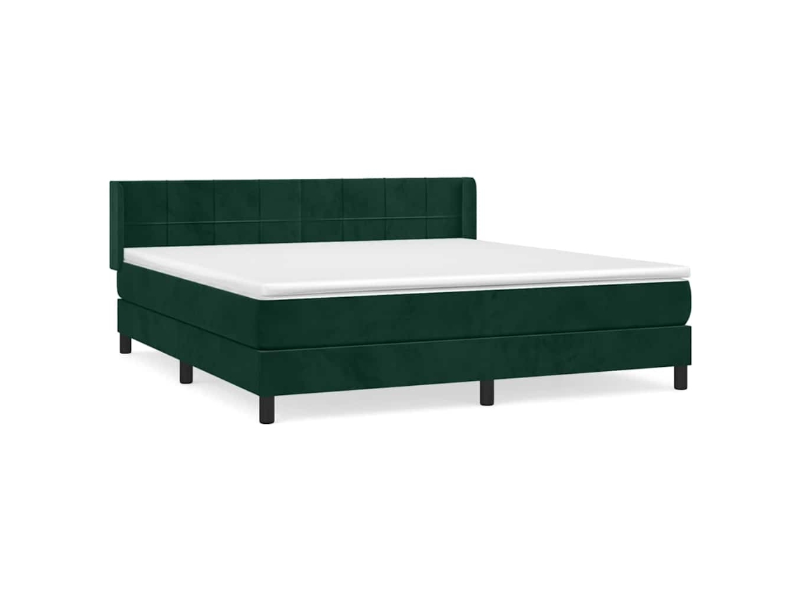 Maison Exclusive - Cama Box Spring Con Colchón Terciopelo Verde Oscuro 160x200 Cm