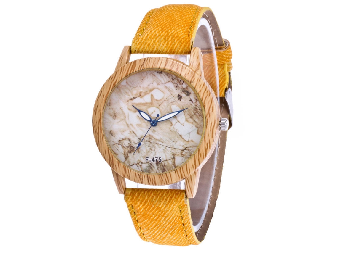 Reloj De Pulsera Para Mujer Estilo Moda Estudiante Con Movimiento De Cuarzo Amarillo