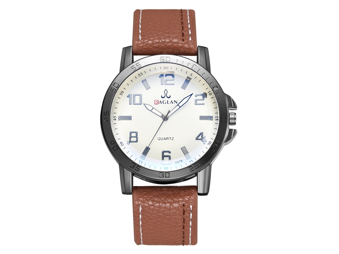 Reloj De Cuarzo Para Hombre, Piel Sintética, Estilo Casual De Negocios, Reloj De Pulsera Color Café.