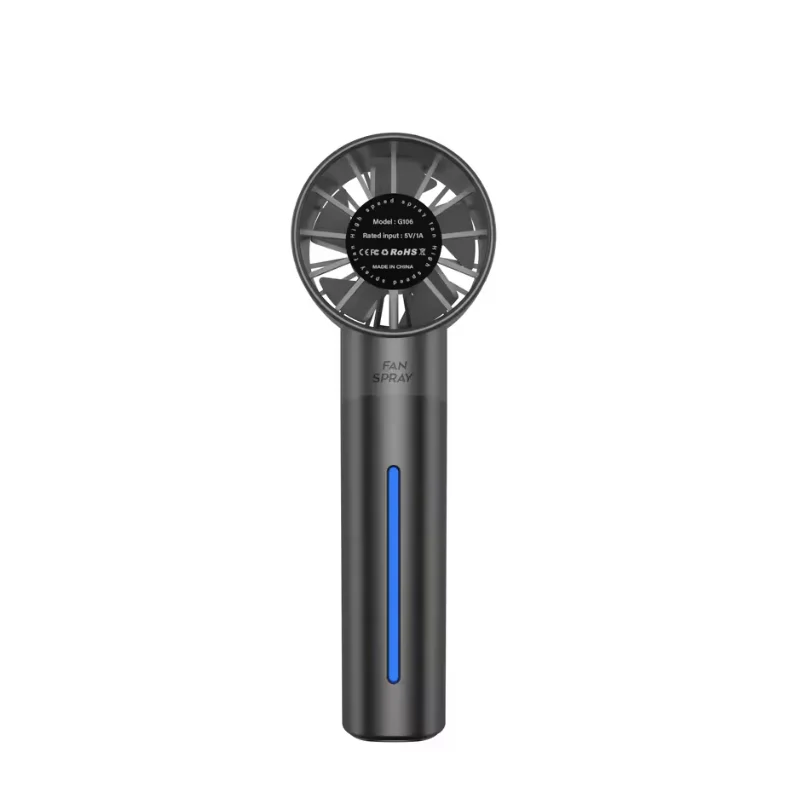 Ventilador Portátil Mini De Mano (negro) Con Rociador Turbo Y Puerto Usb Recargable.