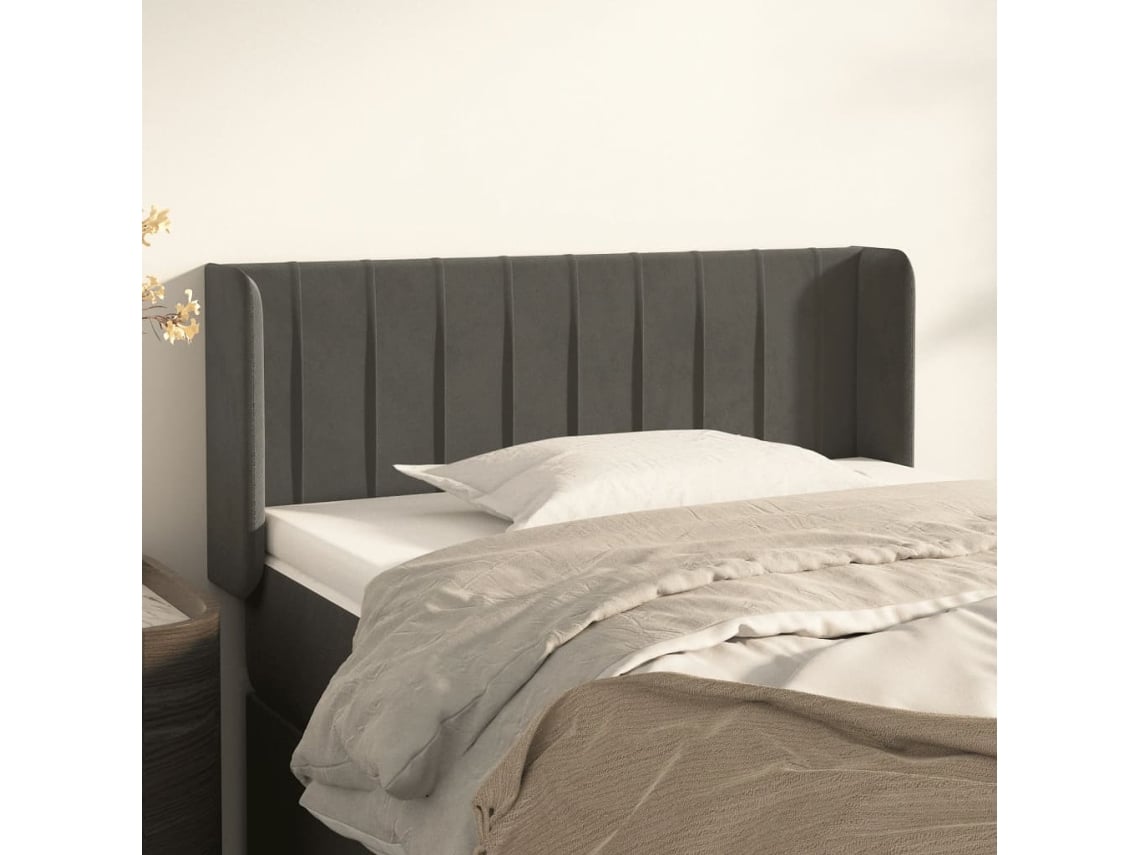 Cabecero De Terciopelo Gris Oscuro 103x16x78/88 Cm