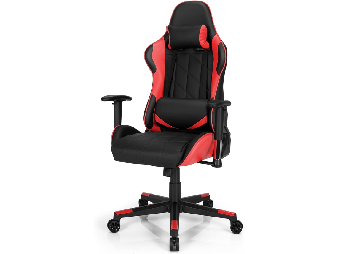 Silla de Gaming Giratoria a 361°, Silla Ergonómica para Ordenador con Cojín Lumbar, Ángulo Regulable COSTWAY