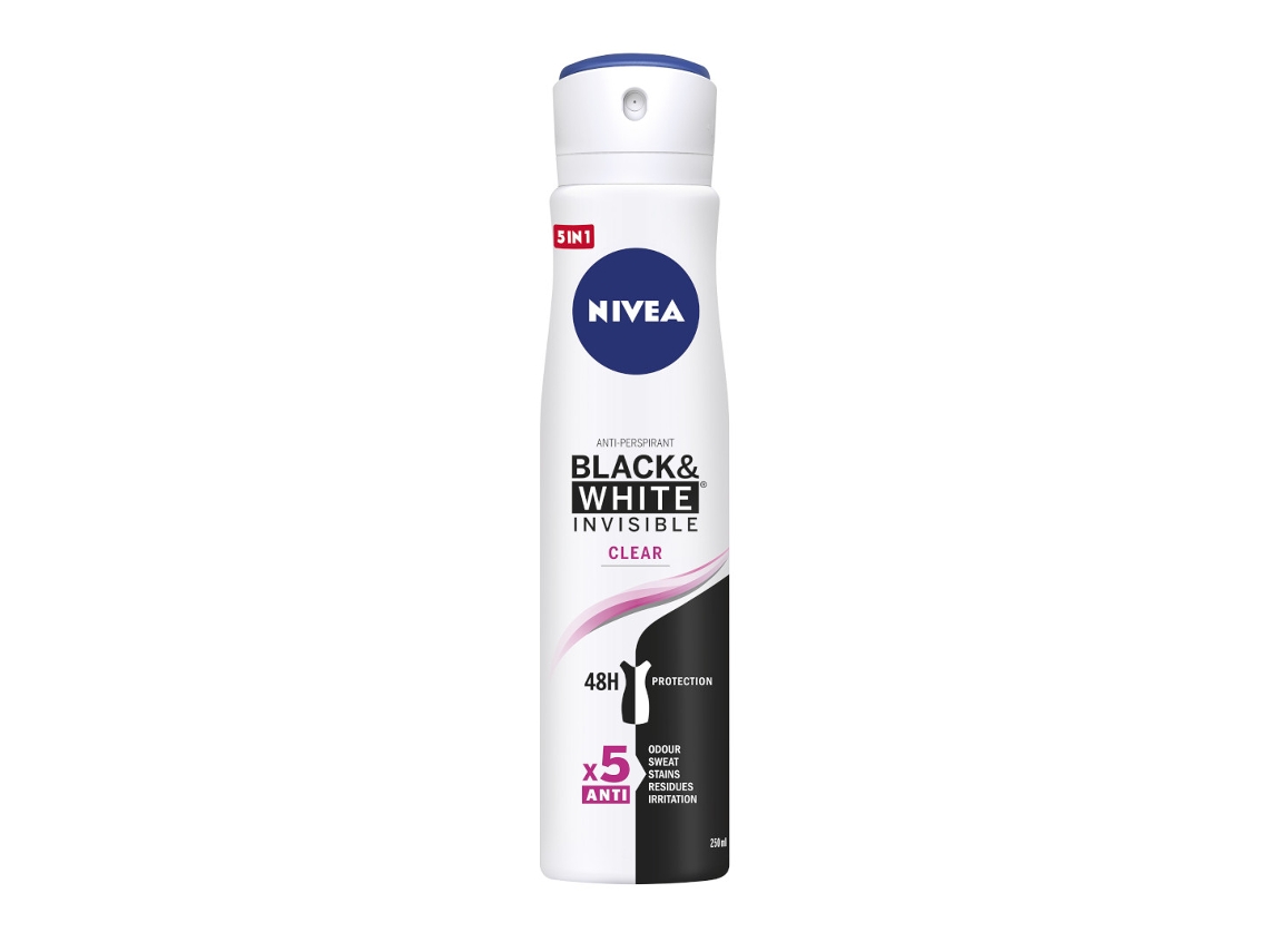 Antitranspirante en spray invisible transparente Blackwhite, 250 ml. Nivea