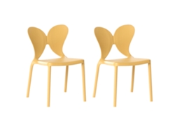Conjunto de 2 sillas de jardín BELIANI Larissa en polipropileno amarillo (50x48x78 cm)