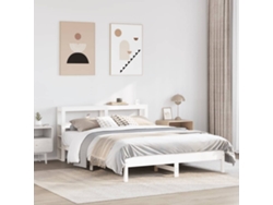 Estructura De Cama Sin Colchón Madera De Pino Blanca 140x200 Cm