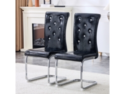 Juego De 2 Sillas De Comedor Retro Con Piel De Cocodrilo Cristalina Y Patas Galvanizadas.