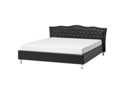 Cama con somier BELIANI Metz de Piel sintética Negro 189x215x103