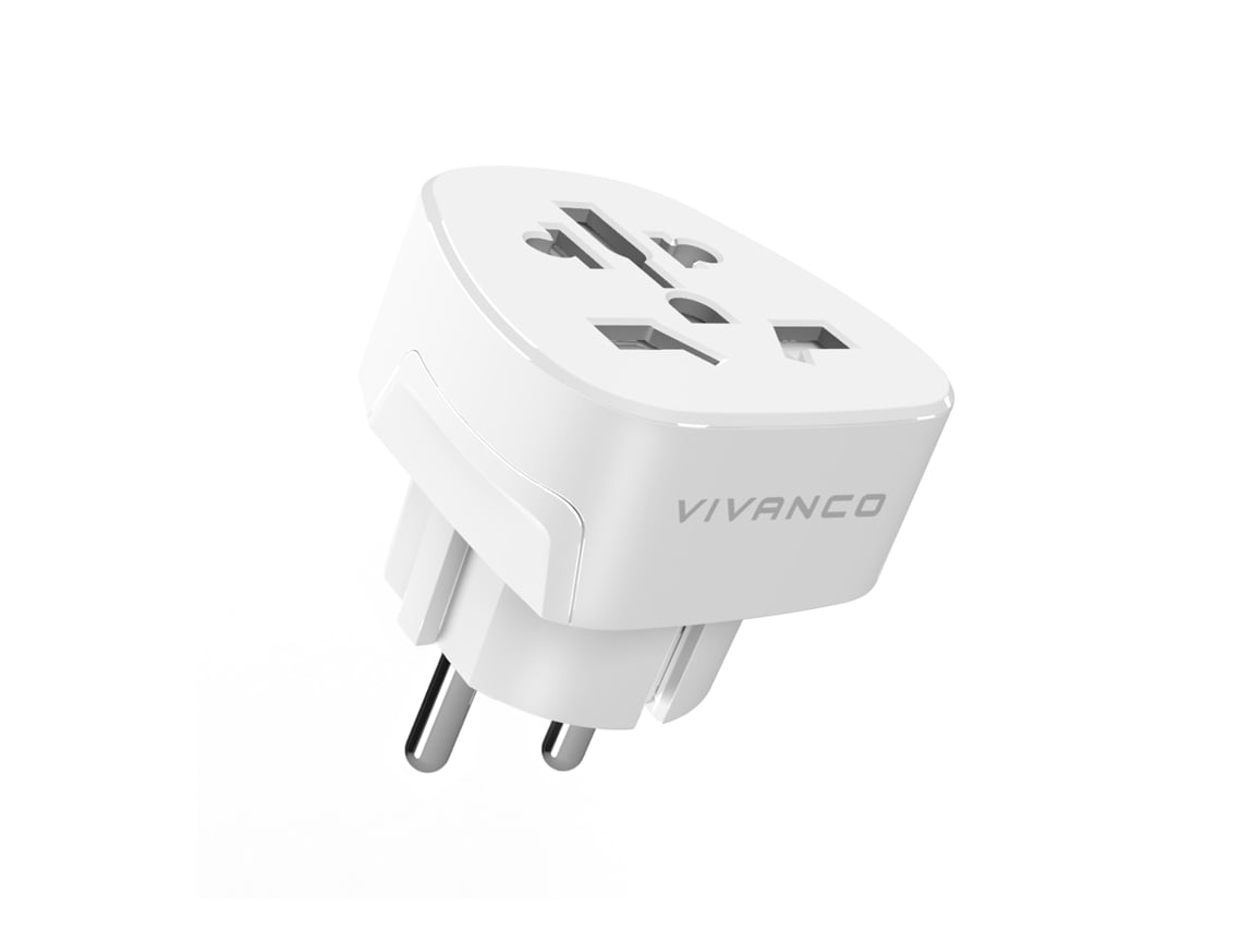 Adaptador de viaje VIVANCO 1T W-EU M-F (blanco)