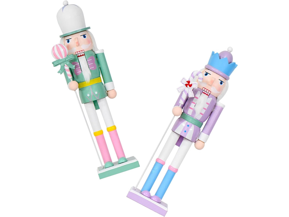 Adornos Navideños De Madera Con Forma De Cascanueces (2 Piezas)