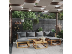 Conjunto de jardín de 7 piezas con cojines de acacia maciza DKD Home Decor
