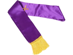 Estola Clerical Reversível De 190 Cm Com Cruz Bordada Em Roxo E Borlas Para Cerimônias.