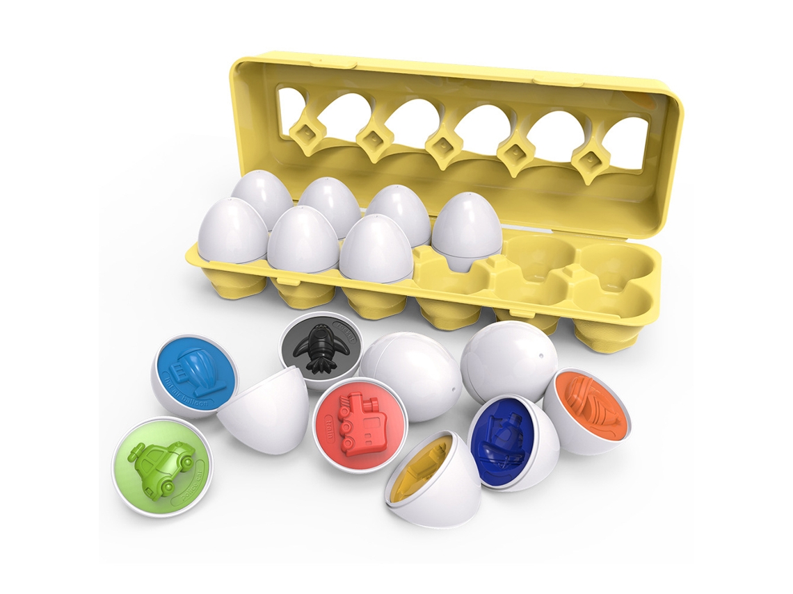 12 Huevos A Juego Con Formas De Vehículos: Juguete Educativo Para Desarrollar La Motricidad Fina De Los Niños.