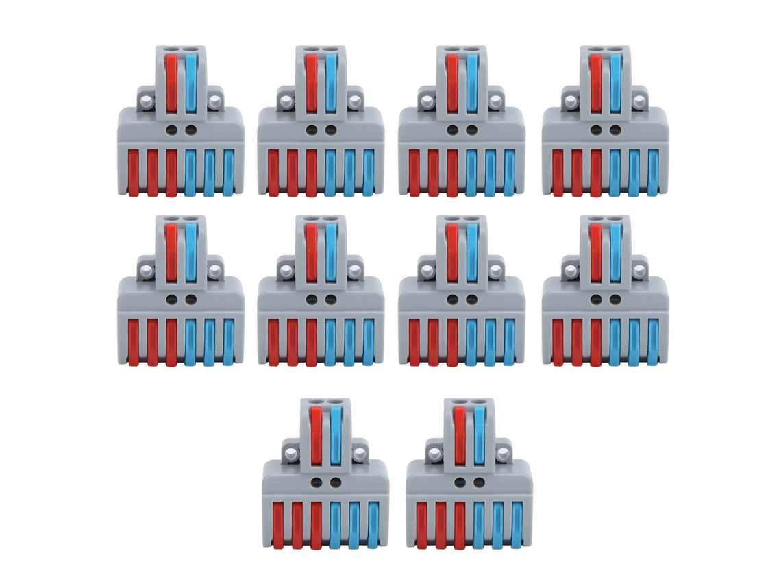 10 Bloques De Terminales Lt-623 Con Conector Rápido Para Cables Eléctricos, 2 Entradas Y 6 Salidas, De Plástico Abs.