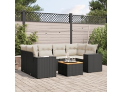Conjunto de sofá de jardín de 7 piezas con cojines de mimbre negro de DKD Home Decor
