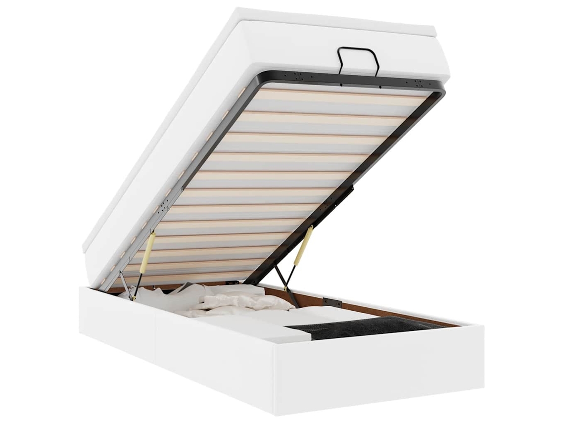 Maison Exclusive - Estructura Cama Otomana Colchón Cuero Sintético Blanco 80x200cm