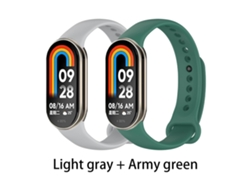 Pulsera Deportiva De Silicona De Repuesto Para Xiaomi Smart Band 8/9/10 (Gris-Verde Militar) CHRUI