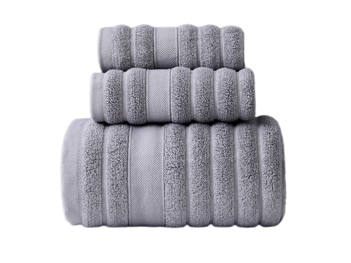 Conjunto de Toallas de Baño RNEMITERY Gruesas Absorbentes Algodón Gris - 3pcs (Talla Única)