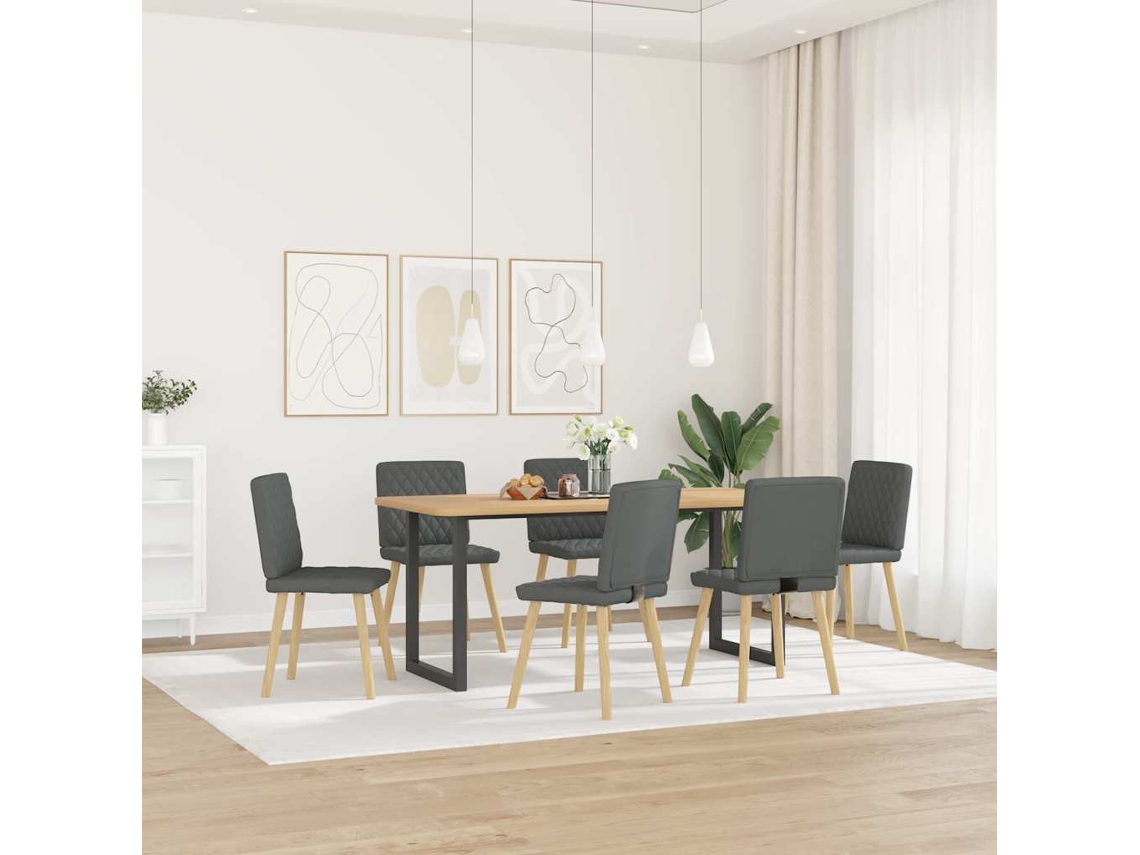 Pack 6 Uds Sillas De Comedor | Silla De Comida | Silla De Cocina Tela Gris Oscuro Wsd318007