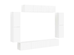 Mueble de TV de 8 piezas, blanco brillante, MAISON EXCLUSIVE