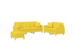 Maison Exclusive - Juego De Sofás Con Cojines 3 Piezas Tela Amarillo Claro