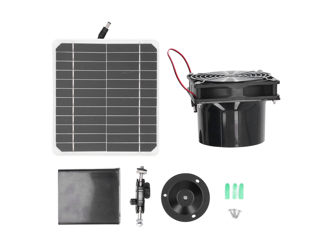 Extractor solar monocristalino de 50 W, 12 V, 6,5 pulgadas, kit de ventilador con panel solar y red protectora, funciona ininterrumpidamente las 24 horas.