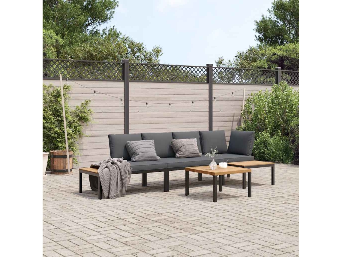 Conjunto de sofás de jardín DKD Home Decor con cojines de aluminio negro