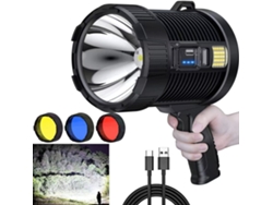 Proyector Recargable, 25 Lúmenes, Linterna De Mano Grande, Proyector Solar Para Exteriores Superbrillante Con Luz Cob, 6 Modos.