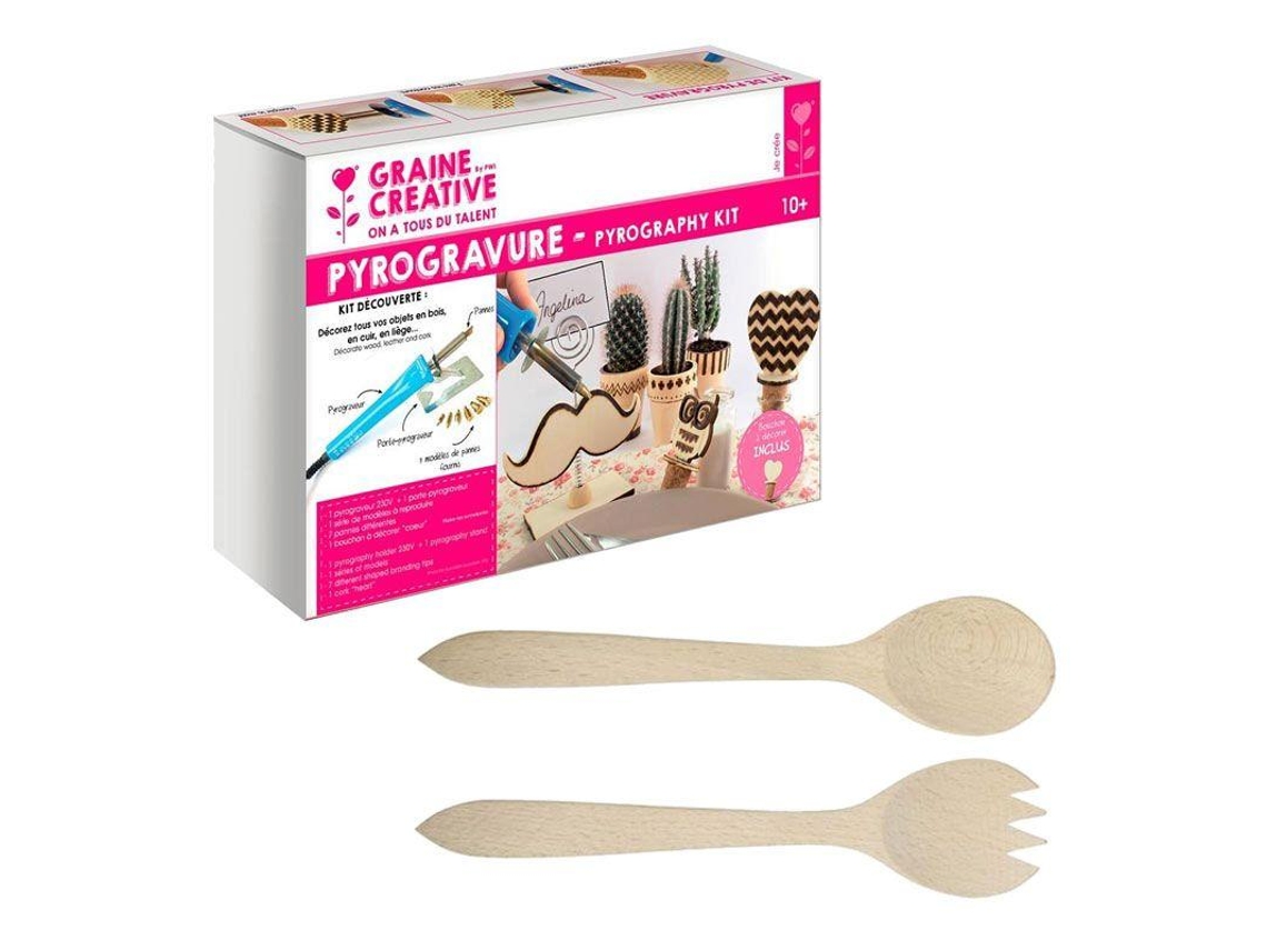Caja de pirograbado cubertería de madera para ensalada para decorar YOUDOIT