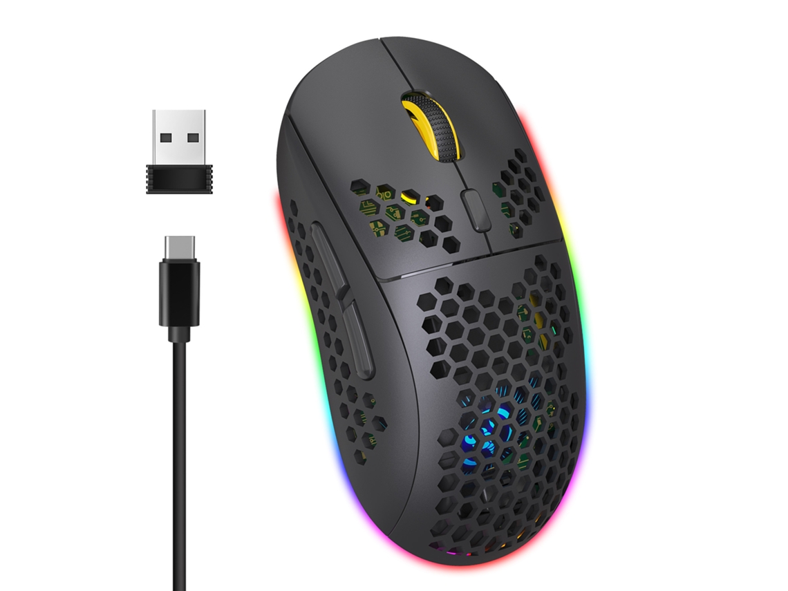 Ratón Gaming AGTRUM T90 RGB (Wireless - 3600dpi - Negro)