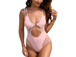 Traje de baño de encaje beige para mujer, talla M