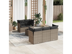 Conjunto de sofá de jardín de 6 piezas con cojines de mimbre gris, Dkd Home Decor
