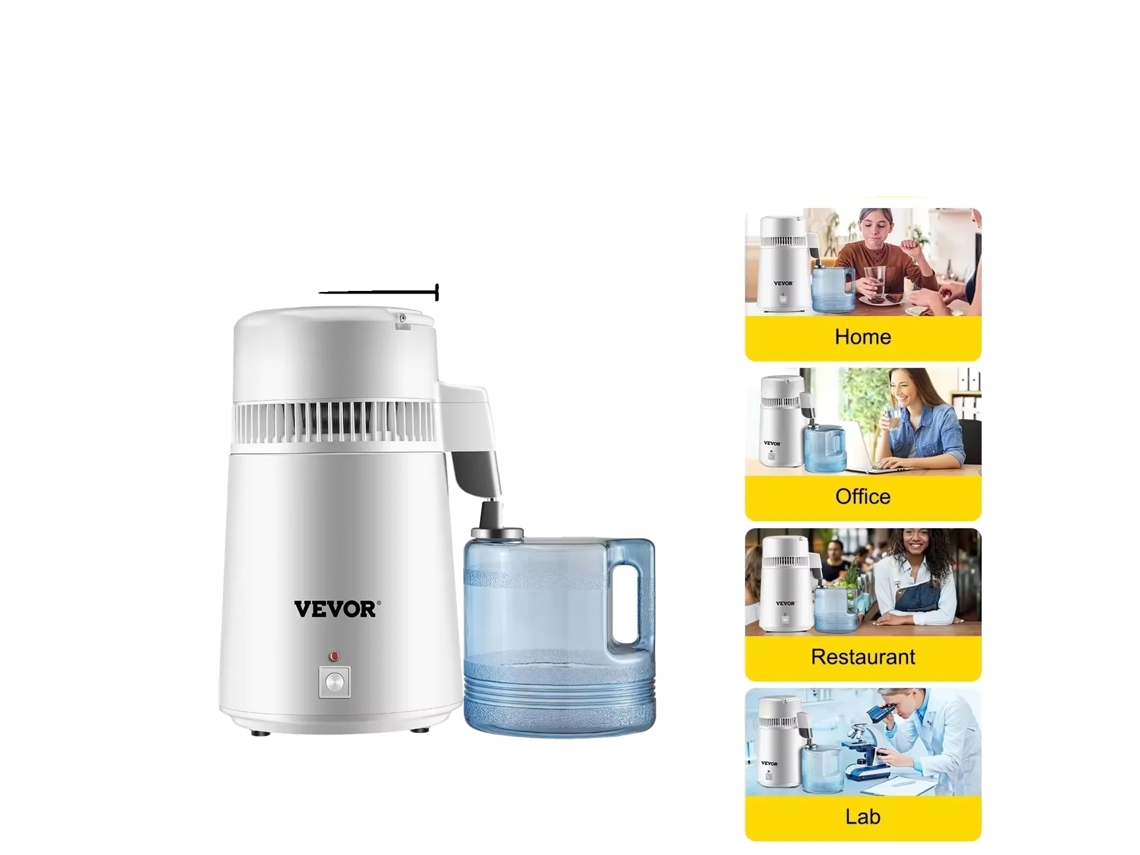 Destilador de agua, 750 W de potencia, capacidad de 1,1 galones, color blanco OEM