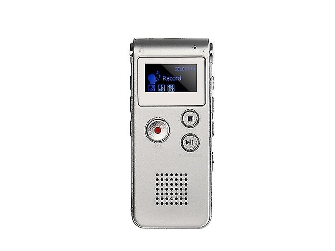Grabadora de voz digital portátil, grabadora de voz LCD, reproductor MP3, 16 GB, Yizhood (plateada)