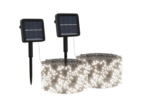 vidaXL Tiras de luces solares LED 2 uds blanco frío interior/exterior