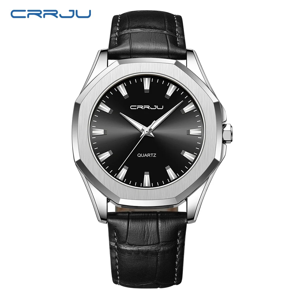 Relógio Masculino Elegante (preto), Pulseira De Couro Genuíno, À Prova D'água, Estilo Executivo.