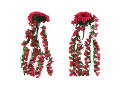Juego de 2 flores artificiales moradas Baok-2, flores de plástico simuladas para colgar, ideales para decorar jardines, patios, bodas y balcones exteriores, en colores rojo y rosa.