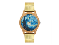Reloj De Pulsera Unisex De Moda Con Correa De Malla, Cuarzo Zhoulianfa T52-f, Dorado