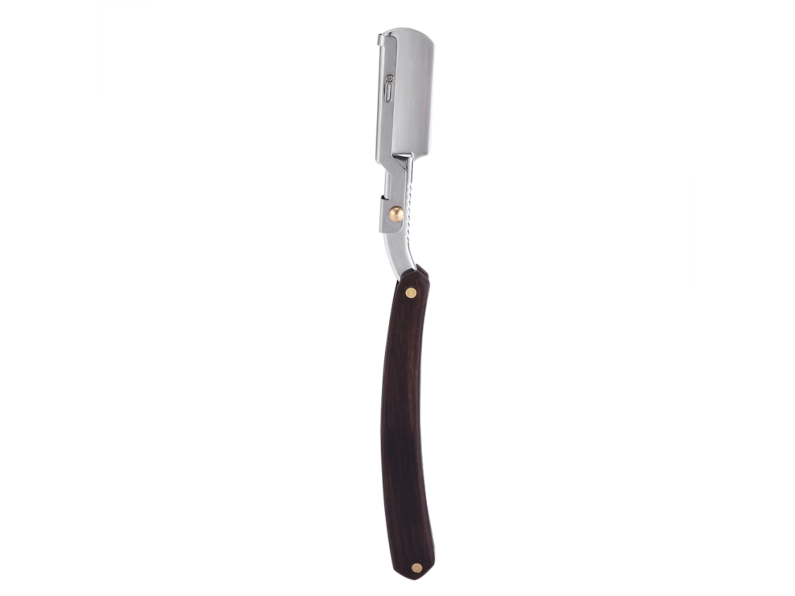 Navaja De Afeitar Recta Para Hombres Con Mango De Madera, Afeitadora De Cejas Y Barba Plana (3)