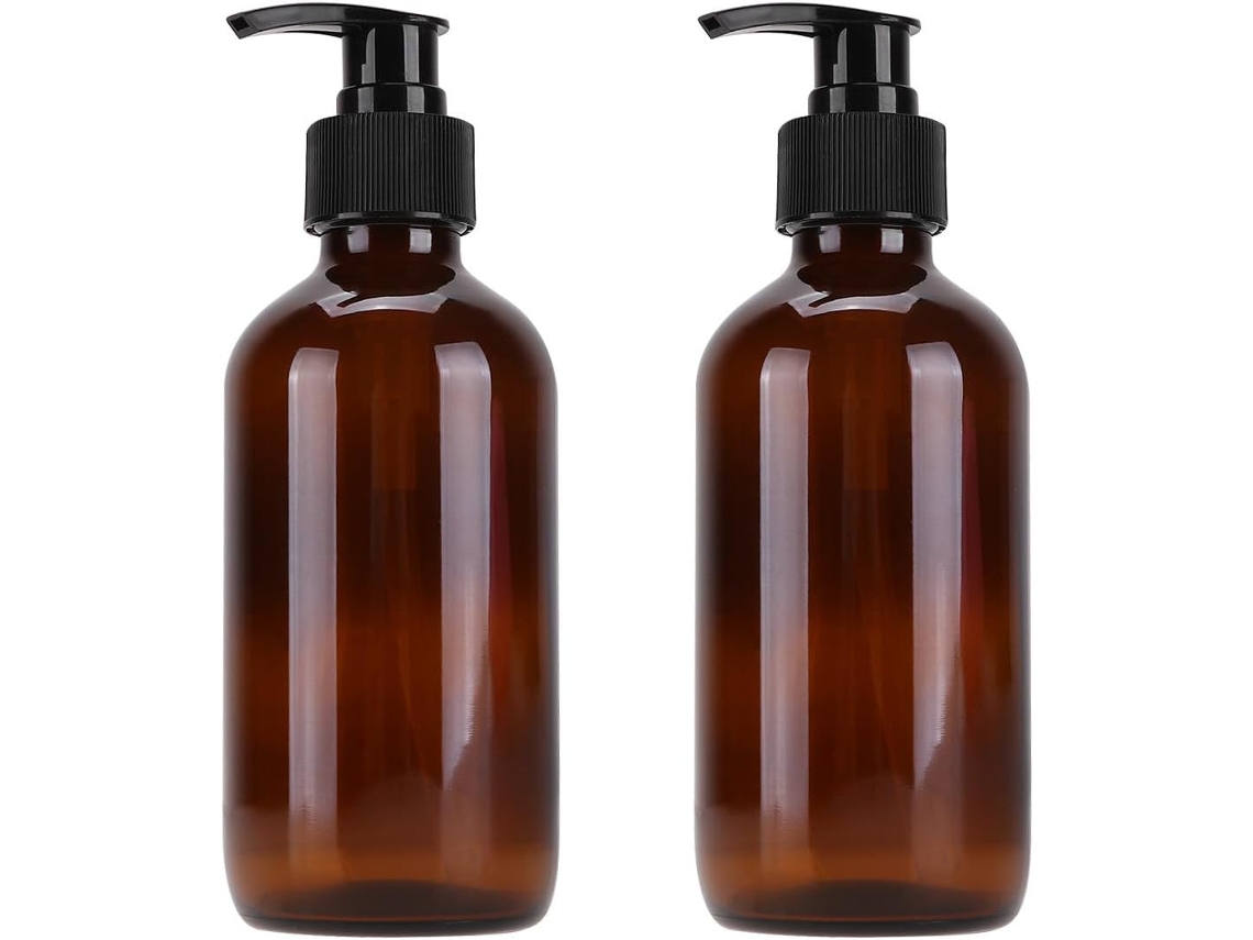 Frasco Cosmético De Vidrio Marrón De 250 Ml, Juego De 3 Frascos Recargables De Cuello Ancho Para Loción.