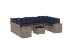 Maison Exclusive - Conjunto De Sofá De Jardín De 10 Piezas Con Cojines, Poliratán Gris