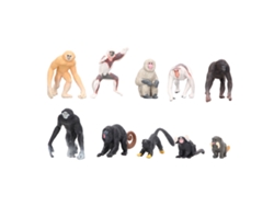 10 Piezas Set De Modelos De Primates: Mono Narigudo, Gibón, Orangután, Lémur - Figuras De Plástico Para Decoración