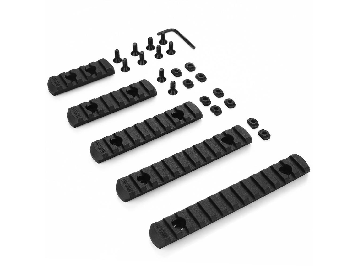 Juego De Rieles Picatinny Mlok De Nailon Con Ranuras De 5/7/9/11/13 Mm (65-144 Mm) Y Llave Allen.