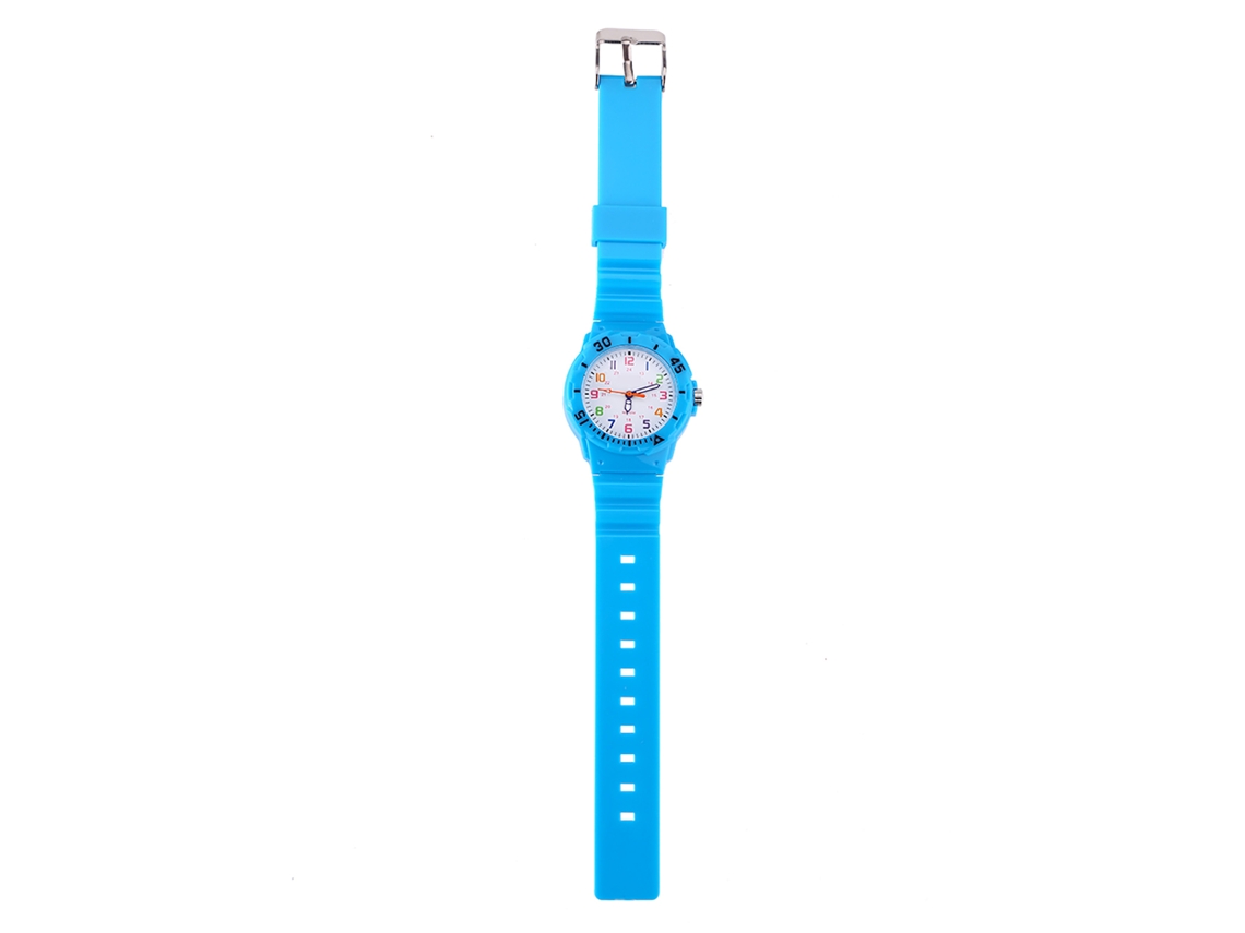 Reloj Deportivo Infantil Analógico De Cuarzo, Resistente Al Agua Hasta 50 M, Correa De Pu Azul Claro.