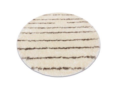 Alfombra Fluffy 2371 Circulo Shaggy Rayas - Crema / Beige (circulo 160 cm)