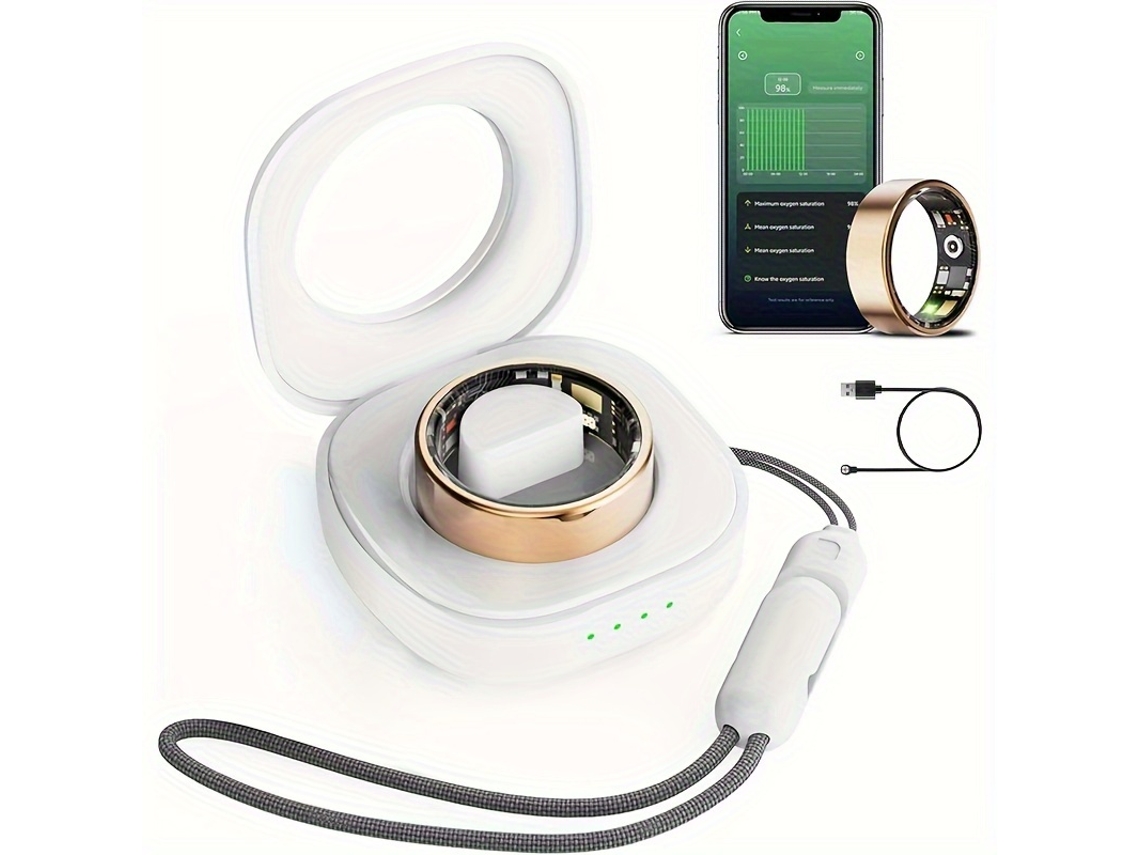 Anillo Inteligente Gertiz Calorías, Monitoreo del Sueño Compatible con iOS y Android Oro 13