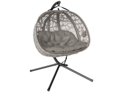 Silla colgante para 2 personas con cojín color arena.