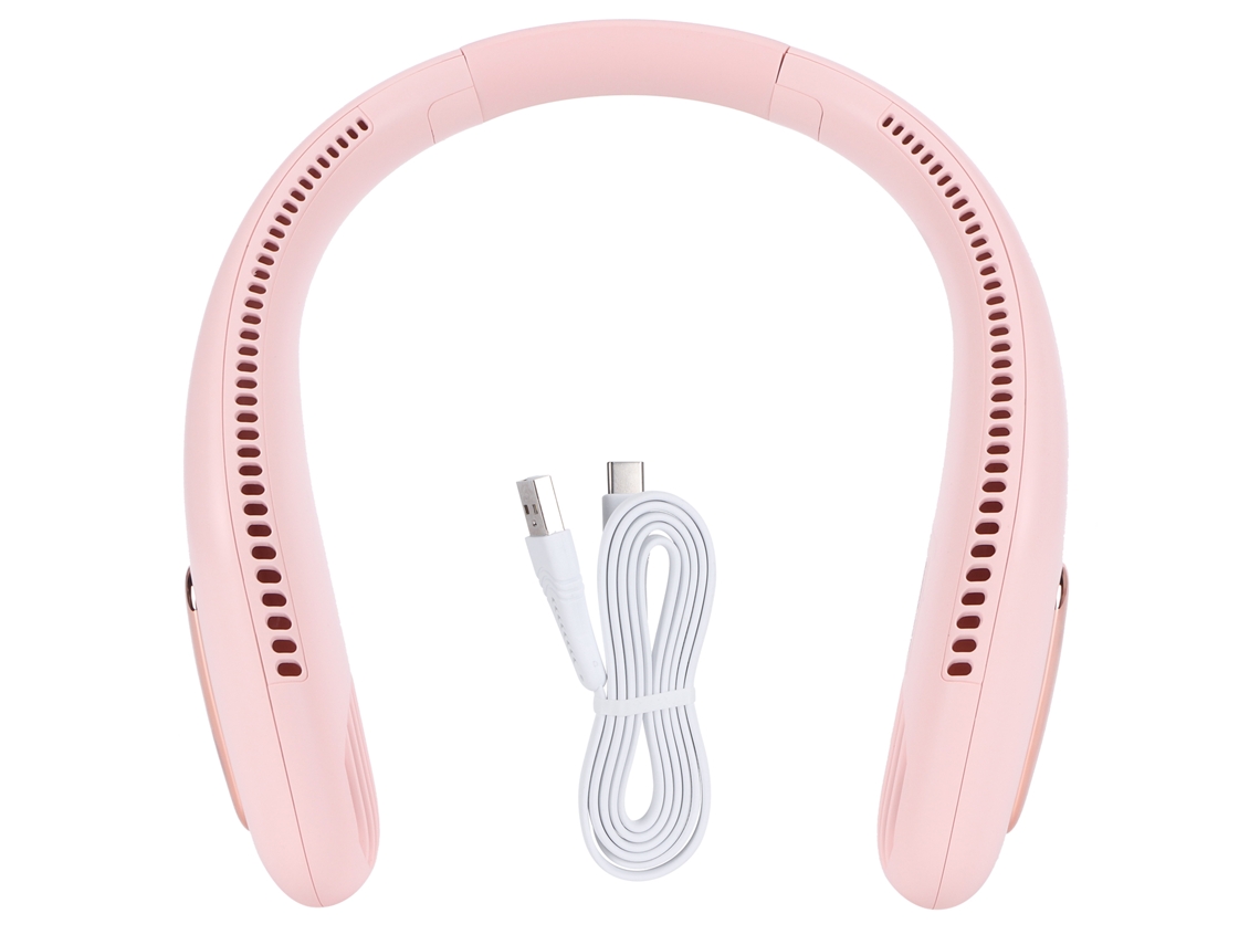 Ventilador de cuello portátil, 3 velocidades, rosa